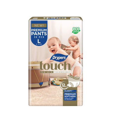 Drypers Touch Premium Pants – Taille L – Pack de 38 pcs - 4 Pack / CTN