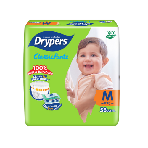 Drypers ClassicPantz – Taille M – Pack de 58 pcs - 4 Packs / CTN