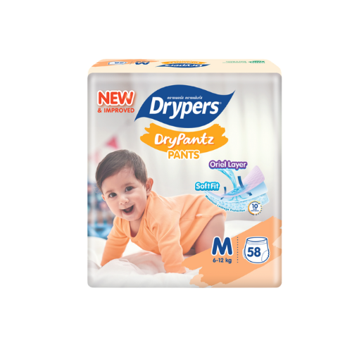 Drypers DryPantz Pants – Taille M – Pack de 58 pcs - 4 Packs / CTN