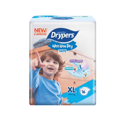 Drypers Wee Wee Dry - Taille XL – Pack de 16 pcs - 8 Packs / CTN