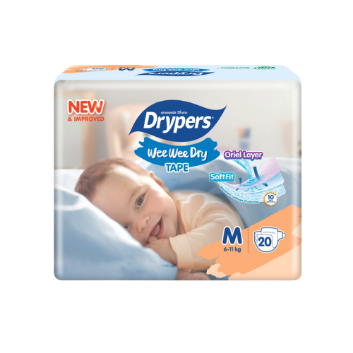 Drypers Wee Wee Dry - Taille M – Pack de 20 pcs - 8 Packs / CTN