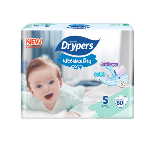 Drypers Wee Wee Dry - Taille S – Pack de 80 pcs - 4 Packs / CTN