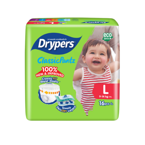 Drypers ClassicPantz – Taille L – Pack de 16 pcs - 8 Packs / CTN