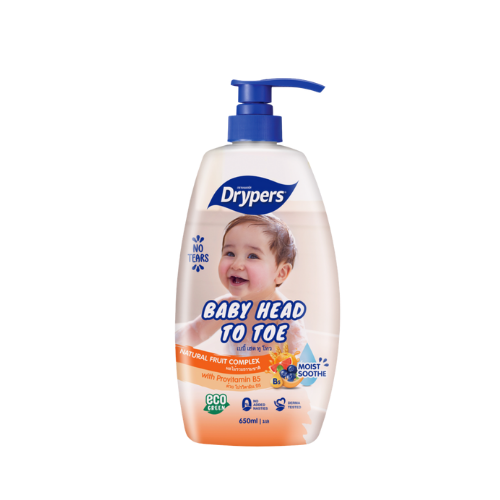 Soin Lavant Bébé Head to Toe - Complexe de Fruits Naturels - Cheveux et Corps - 650ML x 12 Pièces / CTN