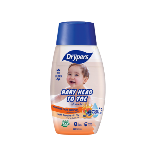 Soin Lavant Bébé Head to Toe - Complexe de Fruits Naturels - Cheveux et Corps - 220ML x 12 Pièces / CTN