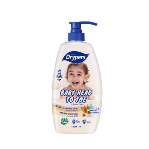 Soin Lavant Bébé Head to Toe - Lait d'Amande - Cheveux et Corps - 650ML x 12 Pièces / CTN