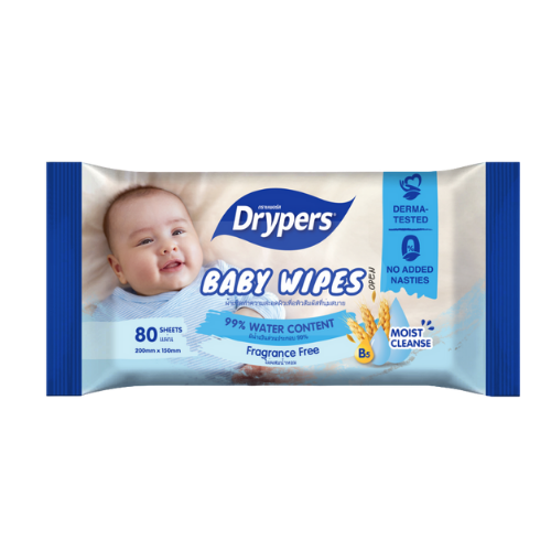 Lingettes Drypers - 99% teneur en eau - Sans parfum - 80 Lingettes - 24 Paquets / CTN