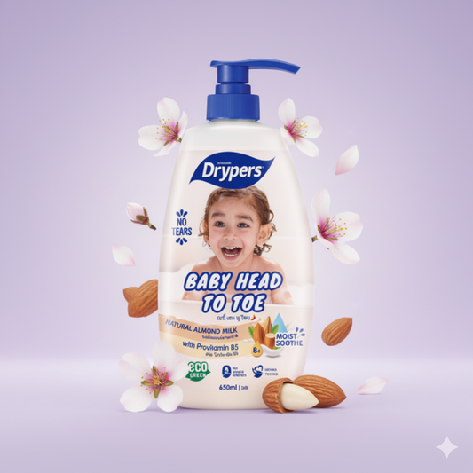 Soin Lavant Bébé Head to Toe - Lait d'Amande - Cheveux et Corps - 650ML x 12 Pièces / CTN