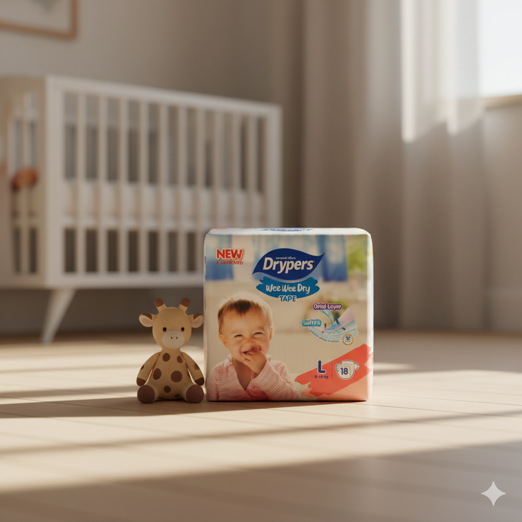 Drypers Wee Wee Dry - Taille L – Pack de 18 pcs - 8 Packs / CTN