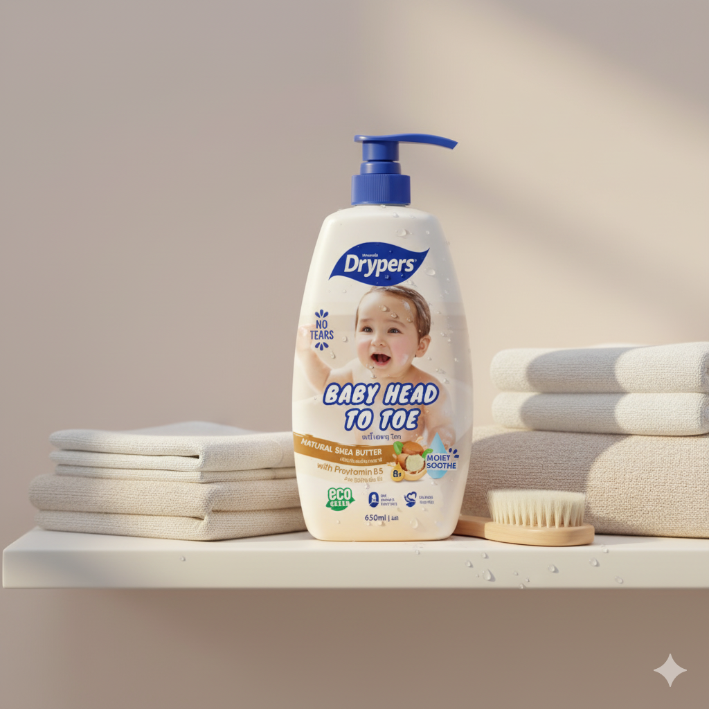 Soin Lavant Bébé Head to Toe - Beurre de Karité - Cheveux et Corps - 650ML x 12 Pièces / CTN