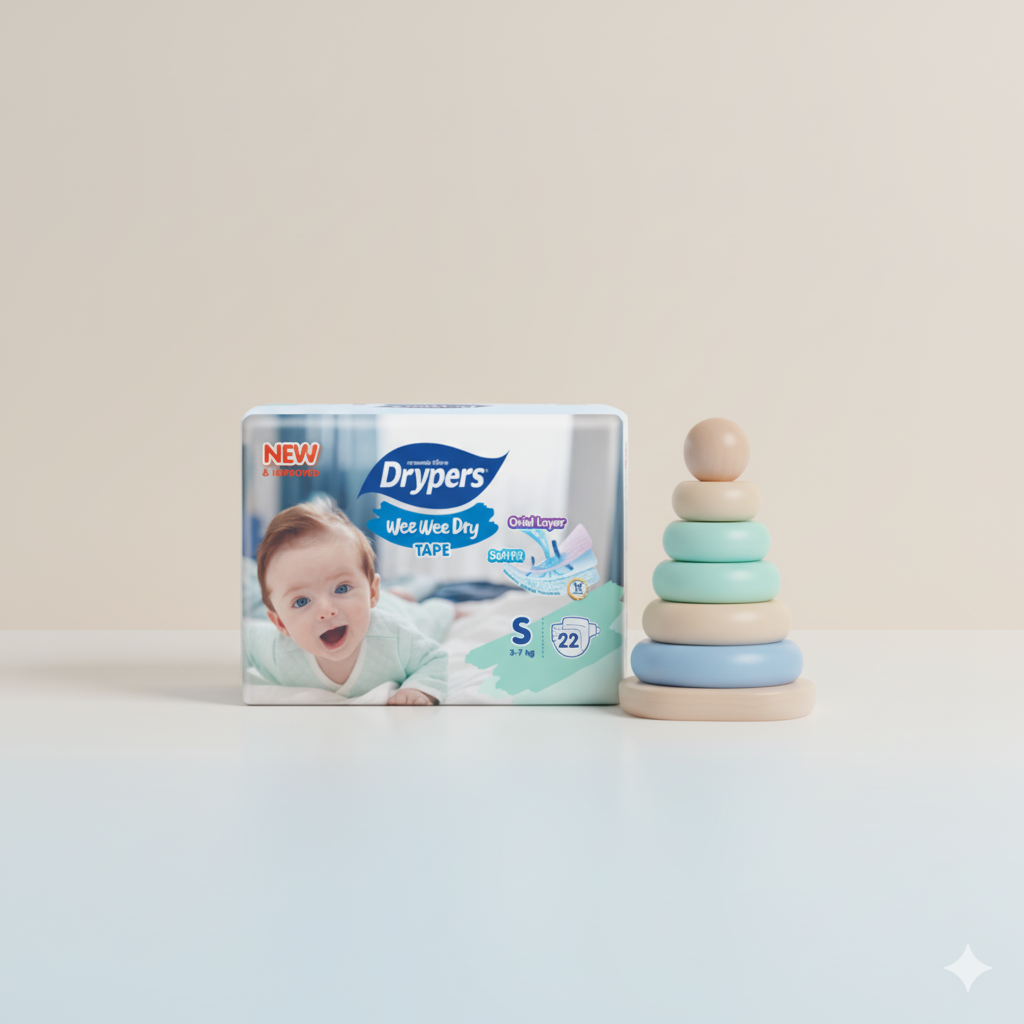 Drypers Wee Wee Dry - Taille S – Pack de 22 pcs - 8 Packs / CTN