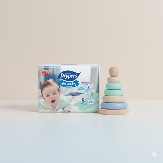 Drypers Wee Wee Dry - Taille S – Pack de 22 pcs - 8 Packs / CTN