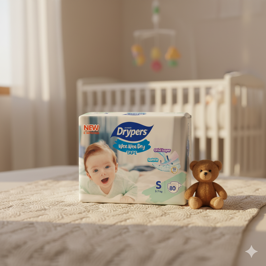 Drypers Wee Wee Dry - Taille S – Pack de 80 pcs - 4 Packs / CTN