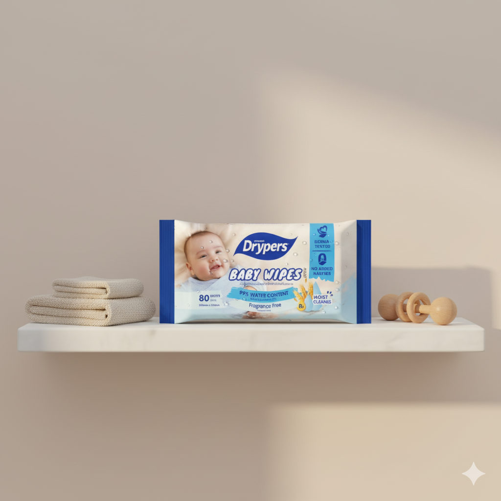 Lingettes Drypers - 99% teneur en eau - Sans parfum - 80 Lingettes - 24 Paquets / CTN