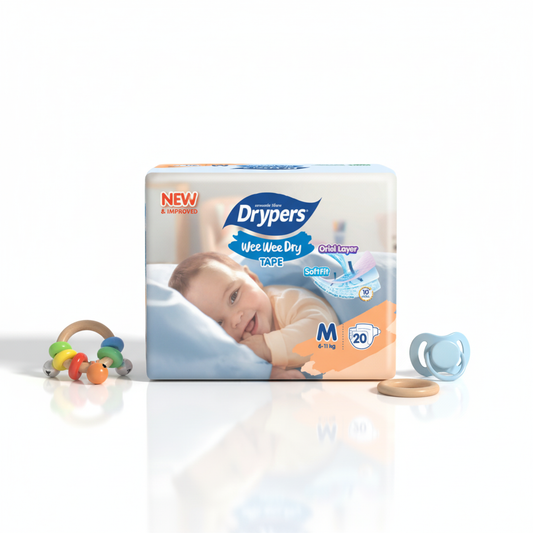 Drypers Wee Wee Dry - Taille M – Pack de 20 pcs - 8 Packs / CTN