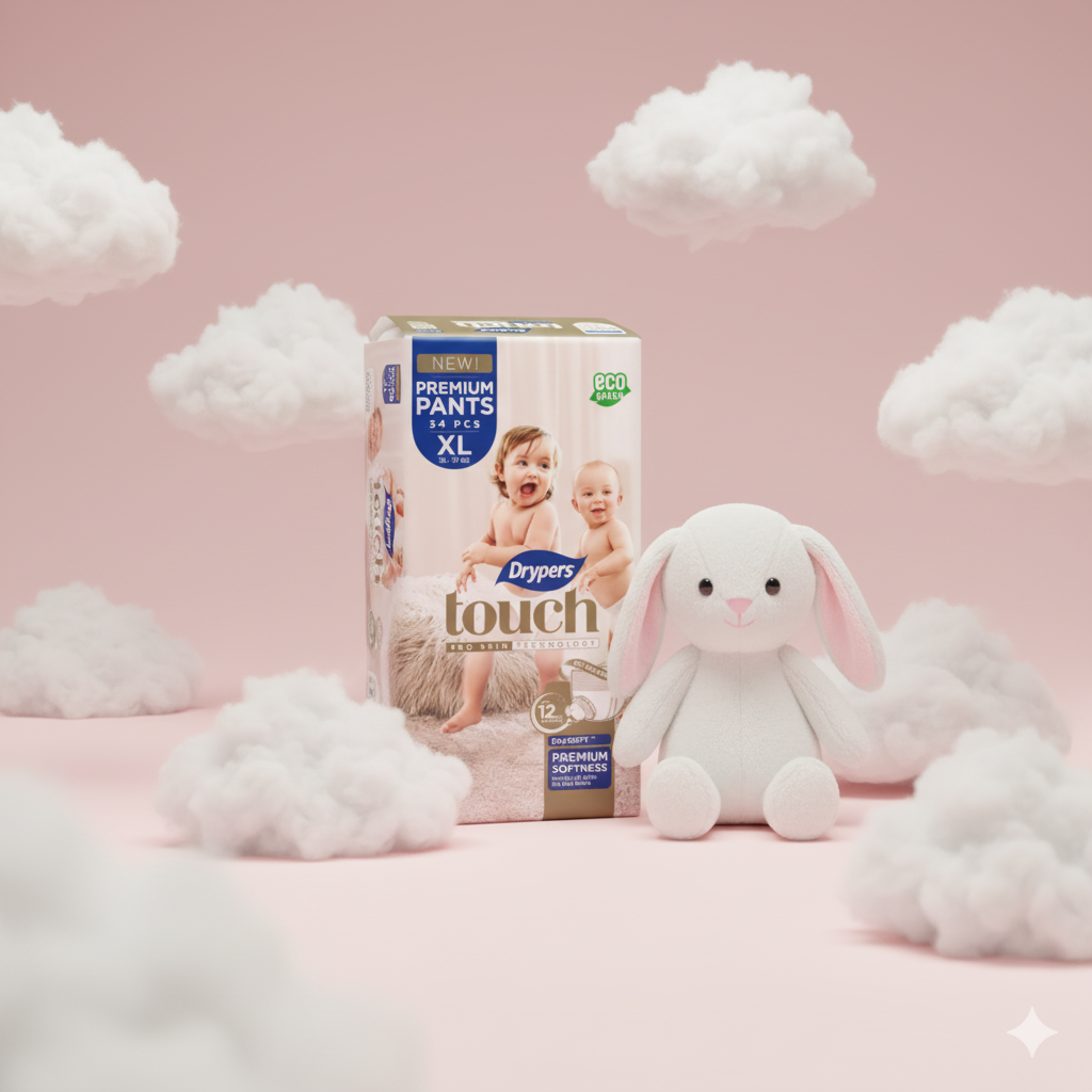 Drypers Touch Premium Pants – Taille XL – Pack de 34 pcs - 4 Pack / CTN