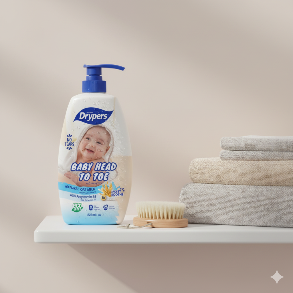 Soin Lavant Bébé Head to Toe - Lait d'Avoine - Cheveux et Corps - 650ML x 12 Pièces / CTN