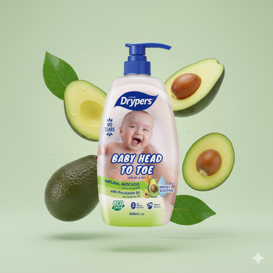 Soin Lavant Bébé Head to Toe - Avocat Naturel - Cheveux et Corps - 650ML x 12 Pièces / CTN