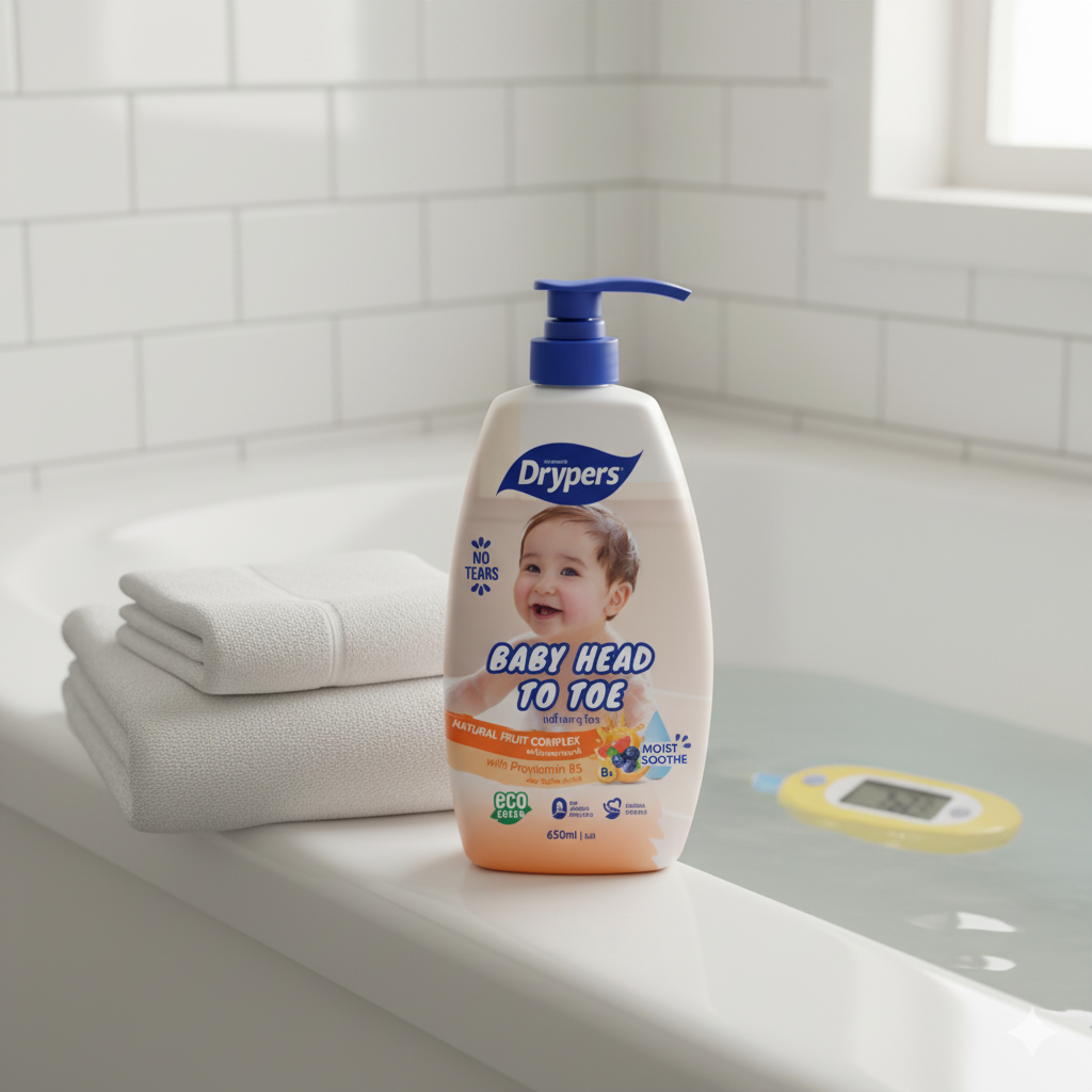 Soin Lavant Bébé Head to Toe - Complexe de Fruits Naturels - Cheveux et Corps - 650ML x 12 Pièces / CTN